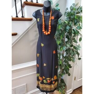 Sheri Martin Women Black Polyester Round Neck Sleeveless Casual Long Maxi Dress